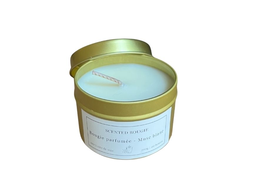 Bougie artisanale parfumée au Musc Blanc - 100g