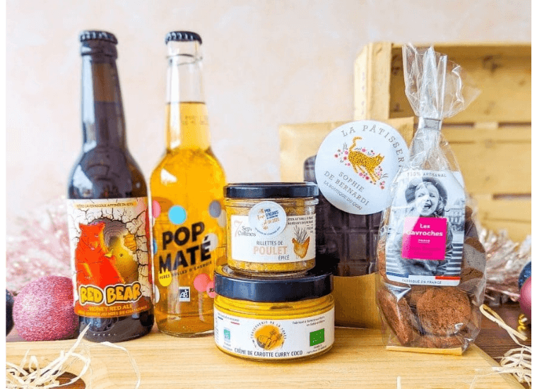 Panier gourmand réalisé avec des produits artisanaux d'Île de France